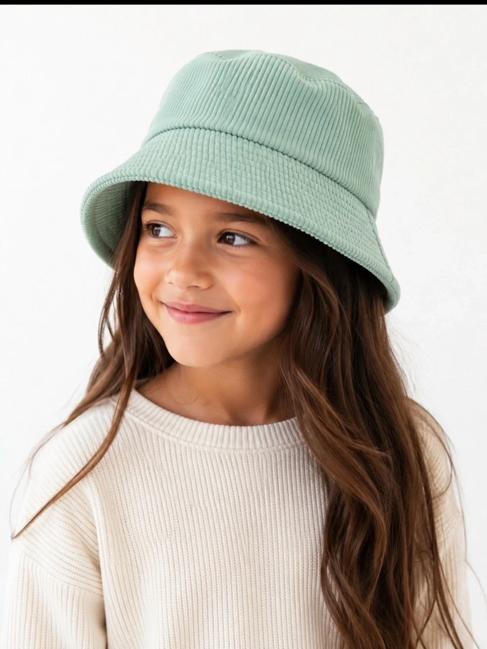Kids Corduroy Bucket Hat in Mint Green